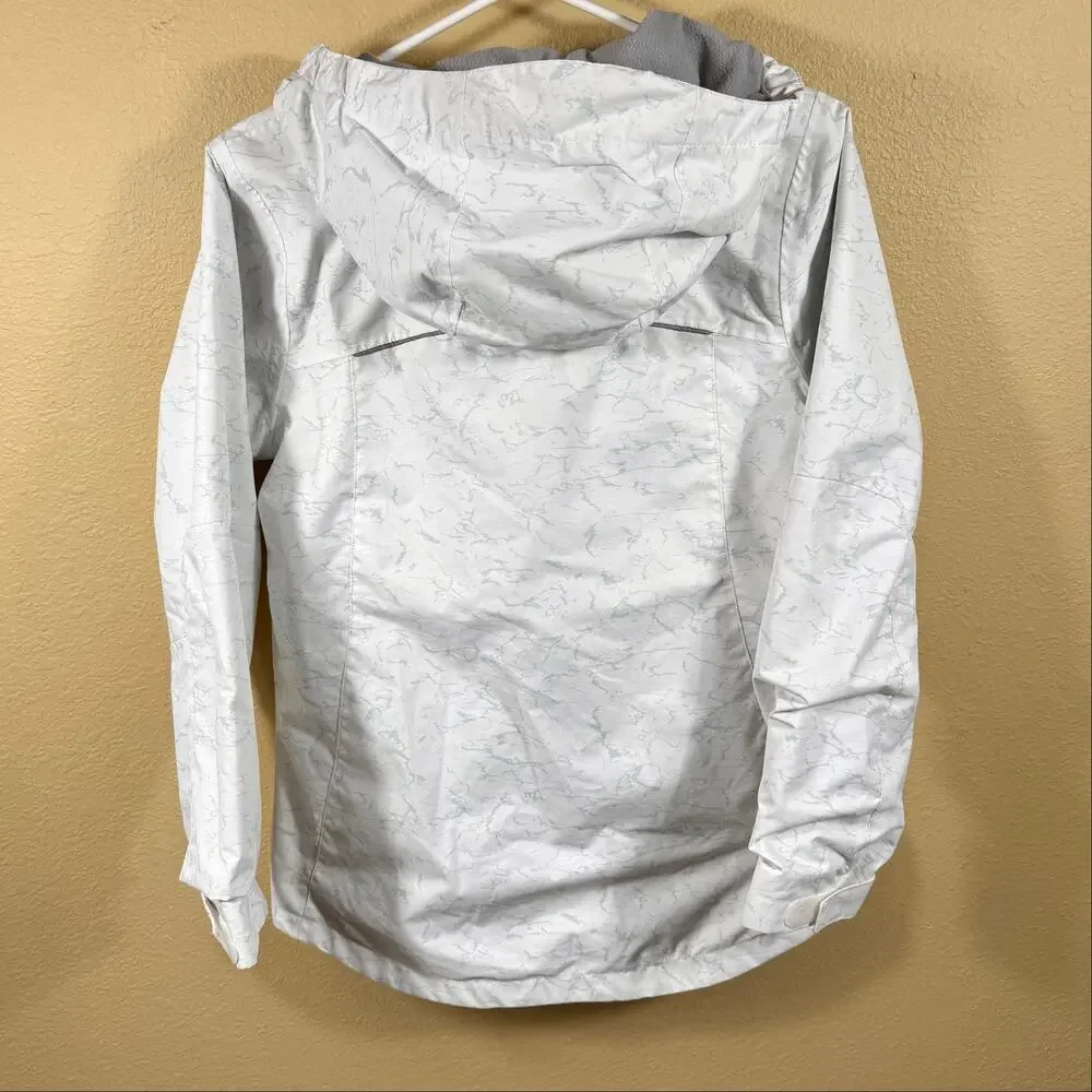 Columbia Hooded Ski Jacket Youth Size L Winter Coat Outgrown White Gray